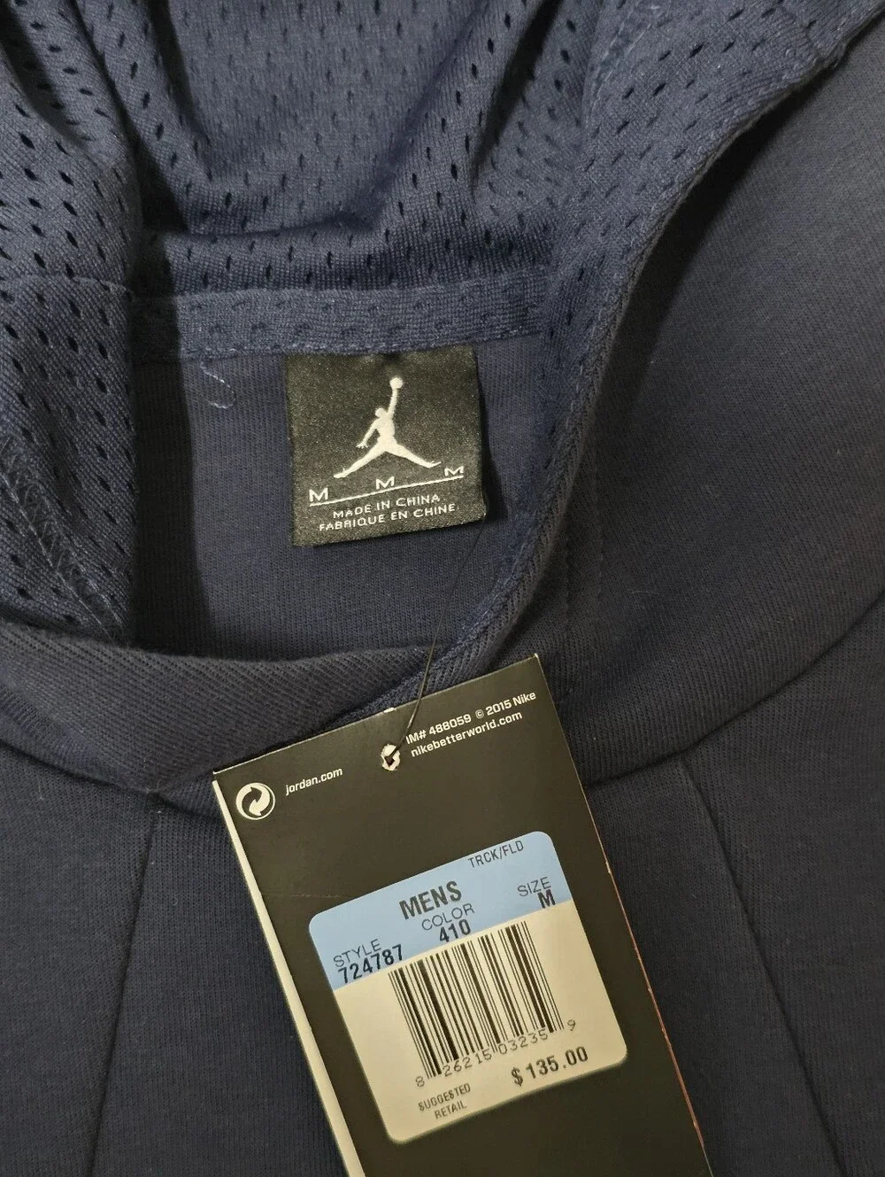 Jordan Jumpman Men's Blue Fleece Sleeveless Pullover Hoodie w/ Pockets Size M